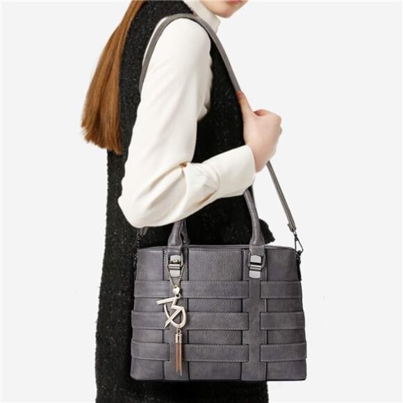 Designer Handbag for Women Ladies Handbags PU Leather  Aa167-grey - Picture 7 of 8